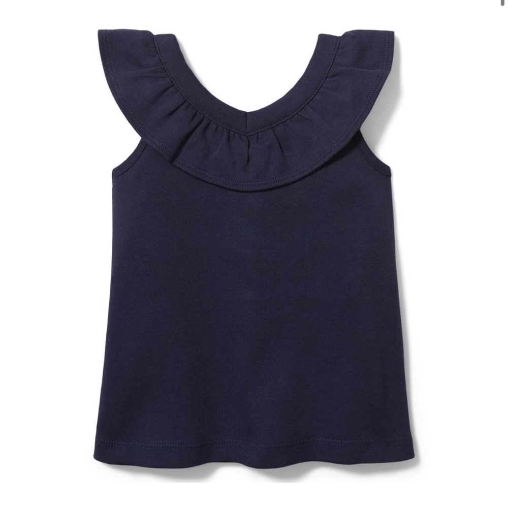 Janie and Jack 3-6 month baby girl navy ruffle sleeveless top